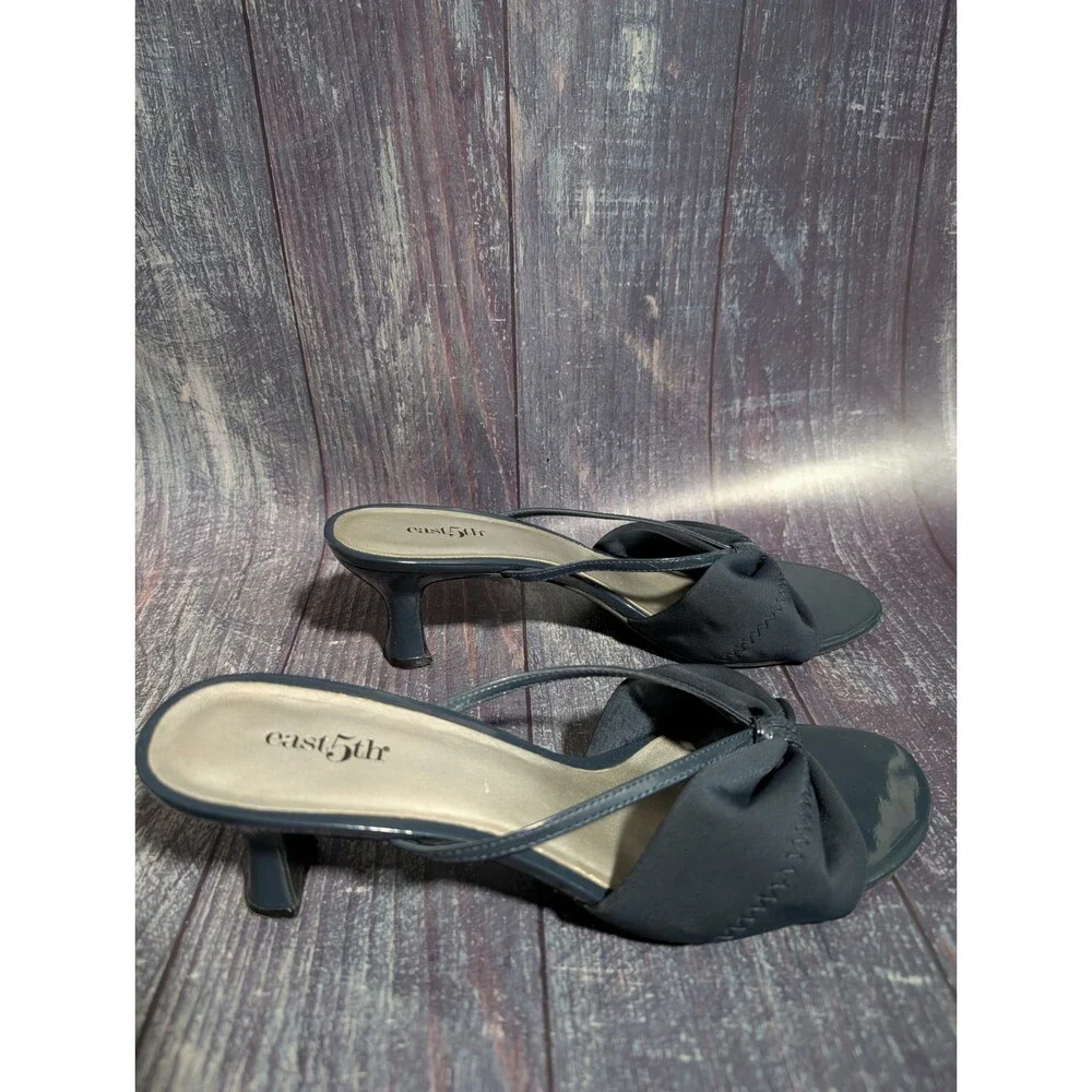 East 5th Navy Blue Strappy Fabric Bow Peep Toe Shoes Size 9M 2.5